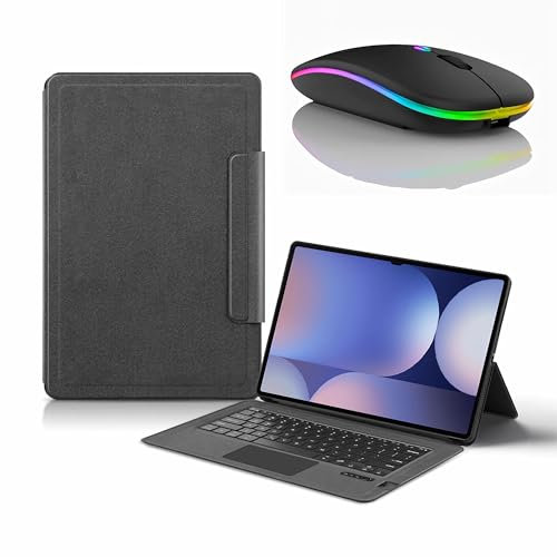 JZCZMCE Funda con Teclado para Samsung Galaxy Tab S10 Ultra 5G 14.6'' 2024, Contiene Ñ, Teclado Inalámbrico con Trackpad, Funda Folio Delgada con Ratón Bluetooth