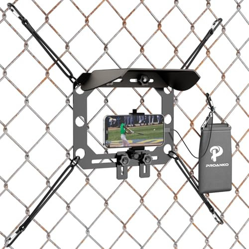 Proanko Phone Fence Mount with Shade for iPhone, GoPro and Other Action Cameras, Multi-Point Adjustable, Mounting Kit for Recording Baseball,Softball and Tennis Games (Plus)