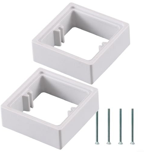 Snowchecking 2Pcs Single Socket Spacer 30MM Square Single Light Switch Cover Plates 1 Gang Frame Plate Cover With Screws For Electrical Outlet Extension(White)