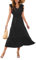 MAYFASEY Casual Summer Maxi Dress Ruffle Sleeve Elastic Waist Tiered Midi Dress V Neck A-Line Beach Holiday Flowy Long Dresses, Black, L