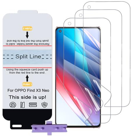 SLBESTLUC Pellicola Protettiva Smartphone per OPPO Find X3 Neo/X2 Neo, 3 Pezzi Telefono Pellicola Protettiva, TPU HD Trasparente Pellicola Protettiva Idrogel (Non Vetro Temperato)