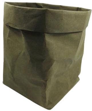 VANZACK Conteneur en Papier Robuste Lavable Décoratif Réutilisable Grand Format Cache-Pot De Fleurs Rangement 25 X 25 X 39 Cm Vert Noirâtre