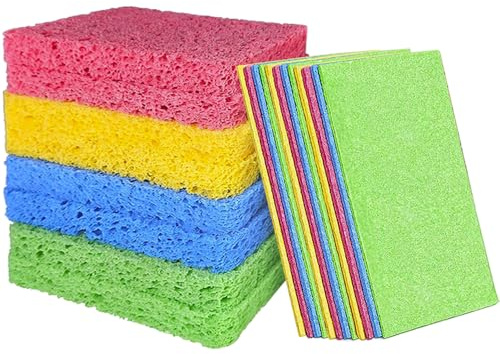 12 PCS Pop up Eco Sponges Compostable Non Scratch Washing Up Sponge Reusable Absorbent Kitchen Seep Sponges for Kitchen Bathroom Dish Cleaning Sponge