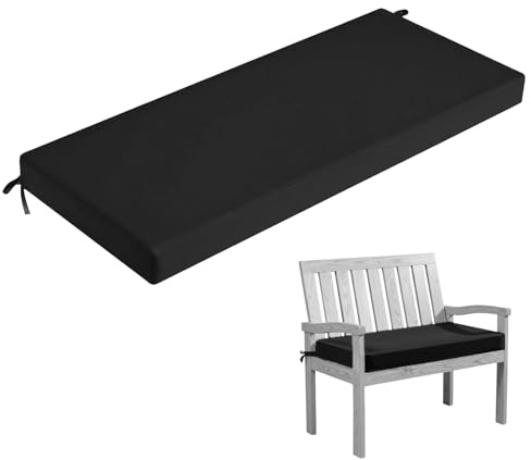 HJZPWB Bankauflage Abnehmbare Waschbare Sitzkissen Bank Outdoor mit Rutschfester Unterseite Sitzauflage Bank Bankkissen Sitzpolster Bank Auflage Gartenbank Sitzbank Auflage,Schwarz,90x60x3cm