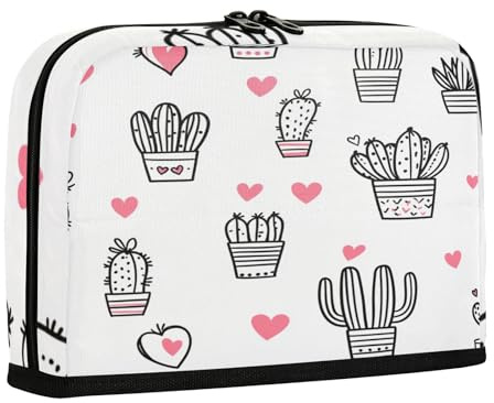 sanluoli Federmäppchen mit großem Fassungsvermögen, erweiterbare Organizer-Box für Teenager, Reisen, Kaktus, einfache Linienkunst, Valentinstag
