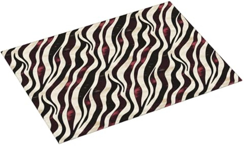 Grand tapis égouttoir à vaisselle pour comptoir de cuisine – 45,7 x 61 cm, motif zébré rouge vin, tapis de séchage en microfibre absorbante pour comptoir de cuisine, tapis antidérapant avec boucle de