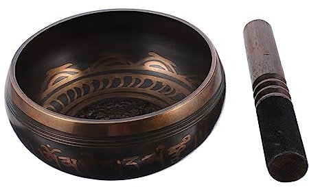 HEATSHAKING Singing Bowl Holzstab Meditations-musikschalen Kupferklangschale Für Yoga Desktop-dekoration Mit Einfacher Stange Für Entspannung Und Ruhe