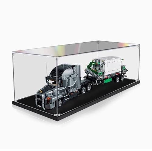 Dustproof clear acrylic display box, compatible with lego 42078 Tractor model set display box, storage box, display cabinet (display box only) (Black base 3mm)