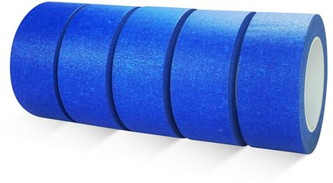 KAKAMINA Malerkreppband 50 mm breit, 50 mm x 50 m x 5 Rollen. | 5 Packungen Blaues Malerkreppband für allgemeine Zwecke, insgesamt 250 m.