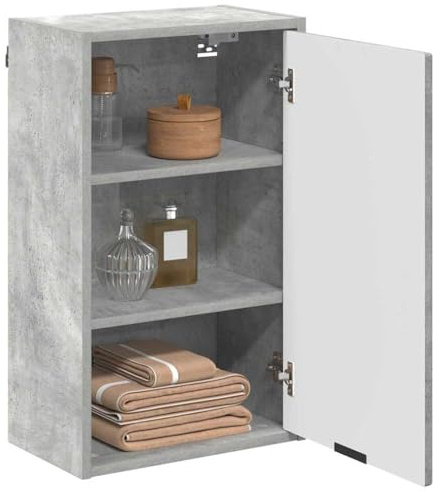vidaXL Bathroom Cabinet Wall-mounted Concrete grey 39 x 23.5 x 65 cm, Rectangular, Modern Wall-Mounted Cabinet for Toiletries Storage, Compact Indoor Bathroom Shelving, Matte Finish Organizer
