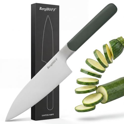 Berghoff Home Santoku-Messer 11,5cm - Küchenmesser edelstahl - Kochmesser - Messer scharf - Khaki