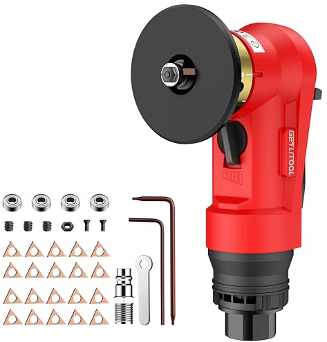 GETLITOOL Mini Pneumatic Chamfering Tool, Air Chamfer Tool Kit with 12 C-Angle & 10 R-Angle Blades, 45 Degree 30000RPM Chamfering Tools with 1/4 Inch Air Inlet for Metal, Wood, PVC & Pipe Deburring