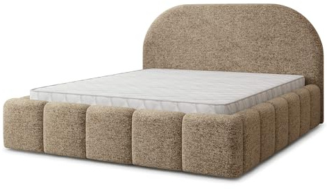 Masseno Polsterbett FLUSSO BL 140x200 cm, Doppelbett, Bettkasten, Stauraum, Lattenrost Und Kopfteil - Beige, Bella 10