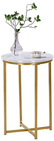 Bonnlo Beistelltisch Rund, Sofatisch Modern mit Golden Metallgestell, Couchtisch Wohnzimmertisch Laptop Tisch für Sofa, Blumentisch Telefontisch Kaffeetisch für Schlafzimmer Leseecke, 40 x 40 x 60cm