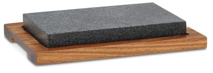 kela Heißer Stein mit Servierplatte, Steingrill, Lavastein Steakbrett 24 x 16 x 4 cm, Hot Stone Grill, COUNTRY (Packung mit 6)