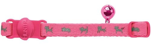 HUNTER NEON Katzenhalsband, Nylon, reflektierend, Sicherheitsverschluss, Glöckchen, pink