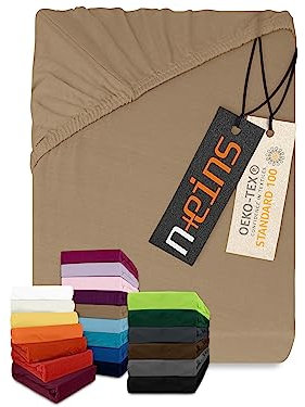 npluseins klassisches Jersey Spannbetttuch - vielen Farben + Größen - 100% Baumwolle 159.192, 70 x 140 cm, Hellbraun