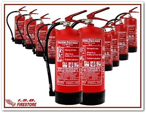 Feuerlöscher10er Pack Pulver ABC incl Prüfplakette-Piktogramm-von ISB Firestore