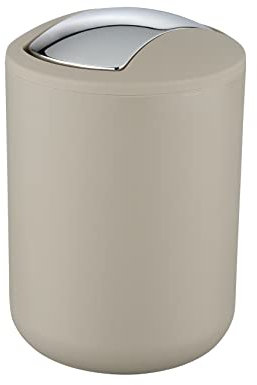 Wenko Cubo con tapa oscilante Brasiltaupe 2 l - a prueba de rotura Capacidad: 2 l, Plástico (TPE), 14 x 21 x 14 cm, Taupe