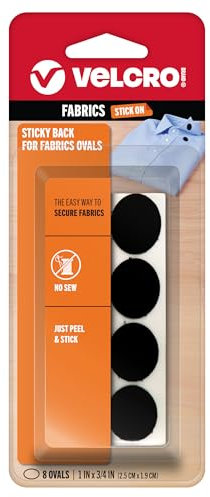 Velcro(r) Brand Fasteners Velcro Brand-Sticky Back for Fabrics: No Sewing needed-1-inch X 3/4-inch Ovals, 8 Sets-Black, Acrylic, Multicolour, 8x15.59x1.6 cm