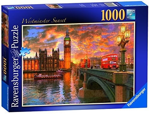 Ravensburger London – Westminster Sonnenuntergang, Spielset Puzzle, 1000 Einzelteile