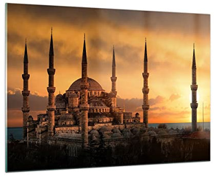 Bilder auf Glas 100x70cm Glasbild Sonnenuntergang istanbul türkei reise Groß Wanddeko Bild im Glas Schlafzimmer Küche Deko Wandbilder Dekoration Wohnzimmer Modern Wand Kunstdruck Art GAA100x70-2846