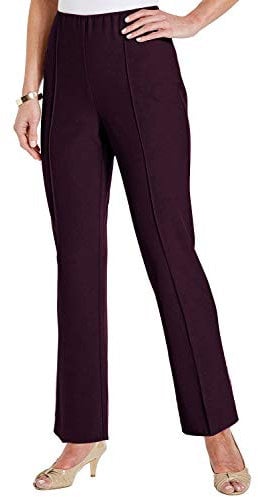 Chums Ladies Figure Flattering Trousers Fully Elasticated Comfort Pull-On Pants with Pintuck Stitch Wine 22 Short