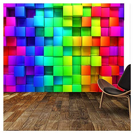 amazingsticker 3D Colours Cubes Wallpaper Photo Pattern Wall Mural Home Living Room Decoration Wall Covering 390x260cm