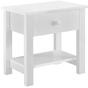 [en.casa] Nachttisch - Nachtschrank Schublade Nachtkommode Kommode Ablage Weiß
