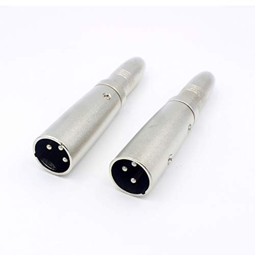 LoongGate XLR 3 Pin Stecker zu 1/4 6,35 mm TRS weibliche Stecker Adapter, professionelle Metall-Bau Mic Buchse Stecker Konverter - 2 Pack