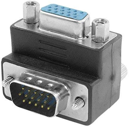 VGA 15 Pin Male to VGA Female 90 Degree Connector Adapter