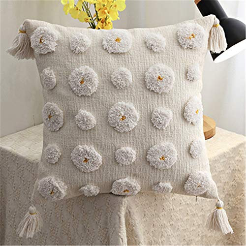 Nicole Knupfer 1PC 45 * 45cm Boho Kissenbezug Kissen Tufted Tassel Woven Decorative Kissenbezug für Couch Sofa Schlafzimmer Wohnzimmer (B)