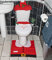 DIVCHI Santa Claus Bath Mat Toilet Seat Cover, 3pcs Christmas Decorations Novelty Lid Seat Cover Water Tank Non-Slip Rug Warmer Toilet Cushion Bathroom Set Decoration Christmas Party