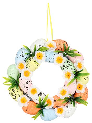 æ— Künstlicher Osterkranz Frühlingskranz mit bunten Eiern und Blumen Ostereierkranz für Haustür Wand Osterdekorationen