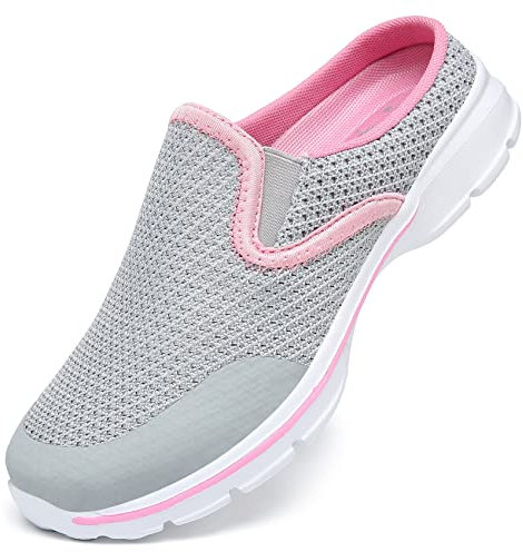 CELANDA Zoccoli e Sabot Donna Uomo Ciabatte Leggero Traspiranti Pantofole da Casa Comode Antiscivolo Scarpe da Giardino Spiaggia all'aperto, Grigio Rosa,41 EU