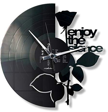 DISCOCLOCK - Enjoy The Silence Uhr auf 100 % recycelter Vinyl-Schallplatte. Geschenk für alle Fans, leise Uhr, einfach zu hängen (Custom zifferblatt)