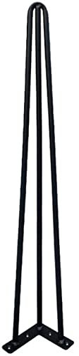 4 x Table Hairpin Legs 87cm 3 Rod / 10mm, Black - Heavy Duty Industrial Furniture Table Leg with Floor Protector Feet 3 Rod Solid Iron Coffee Table Leg for DIY Home Office Desk