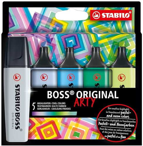 STABILO - Textmarker - BOSS ORIGINAL - ARTY - 5er Pack - mit 5 verschiedenen Farben