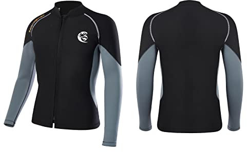 Mujeres/Hombres de manga larga Neopreno Chaqueta de 2 mm Cremallera frontal Surf Swim Buceo Trajes de baño Mojado Tops (hombres, 4XL)