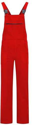 BWOLF ANAX 100% Cotone Salopette da Lavoro in Cotone con 5 Tasche Posteriori e Cerniera Rosso XXL