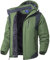 SPOSULEI Herren Winter Fleecejacke Warme Verdickt Gefüttert Skijacke Outdoor Winddicht Wasserdicht Jacke mit Abnehmbarer Kapuze für Wandern Grasgrün 2XL