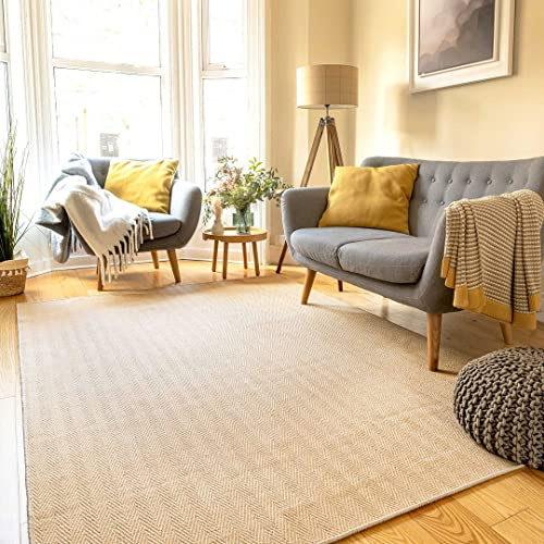 Sustainable Herringbone Soft Natural Jute Area Rug Durable Flatweave Mat Sisal Living Room Entrance Kitchen Hallway Carpet Rugs 80cm x 150cm
