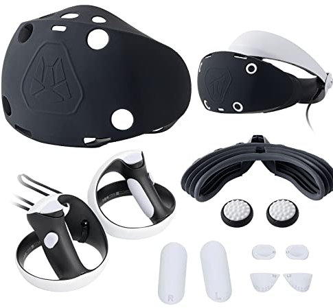 PS VR2 Headset Protective Cover, PS VR2 Silicone Headset Cover Case and PS VR2 Controller Silicone Pads and PS VR2 Controller Thumb Grip Caps