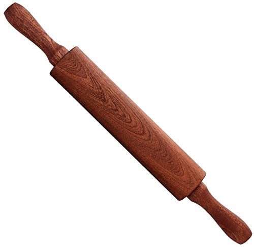 ACiyD Mattarello Classico per Cottura 19'' Lungo - Rullo per Impasto in Legno con Manici per Pane Pasticceria Pizza Fondant Pie Crust (Dimensioni : Large) (S)