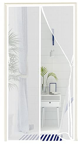 Zanzariera Magnetica, 125x250cm Zanzariere Magnetiche Per Porte finestre su Misura Chiusura Automatica (Bianco)