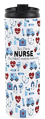 Purely Home Nurse Travel Mug - Novelty Trades Gift Reusable Stainless Steel Vacuum-Sealed Double-Walled Hot/Cold Drinks Travel Flask 500ml (16 fl oz)