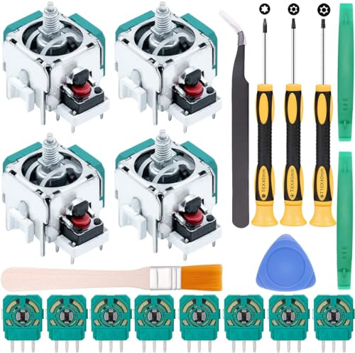 DKARDU 4 pcs Controller 3D Analog Joysticks Repair Kit Joysticks Thumb Sticks Replacement Part for Xbox One Elite Series 2 Controller with Potentiometer Cleaning Brush Screwdriver Kit