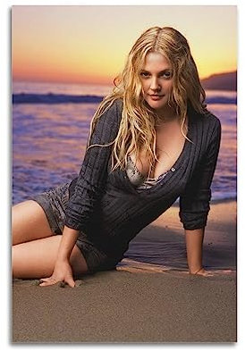 NOGRAX Schauspielerin Drew Barrymore Poster für Schlafzimmer, Ästhetik, Bilddruck, Leinwand, Gemälde, 20 x 30 cm, ungerahmt