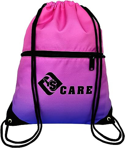 YSCARE Sacs à Cordon Sacs de Sport Sac à Dos de Yoga avec Poche zippée (Taille 42 x 34 cm) Convient pour Le Sport l'école, la Gym Les Voyages la Natation pour Hommes Femmes et Enfants (Rose-Mauve)