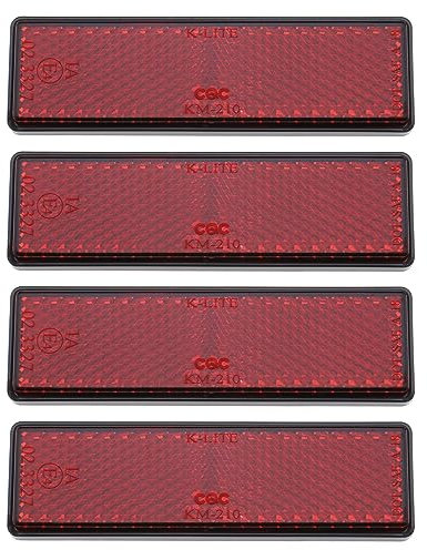 EMSea 4 Stück Motorrad Reflektoren Rot Selbstklebend Kunststoff Sicherheit Warnung Reflektierende Aufkleber 94 mm x 27 mm x 9 mm für Auto Motorrad Wohnwagen Anhänger Elektroroller